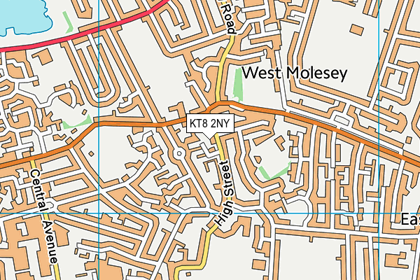 KT8 2NY map - OS VectorMap District (Ordnance Survey)