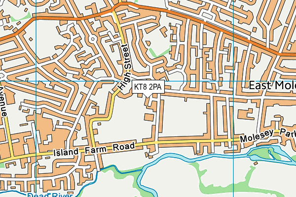 KT8 2PA map - OS VectorMap District (Ordnance Survey)