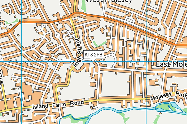 KT8 2PB map - OS VectorMap District (Ordnance Survey)