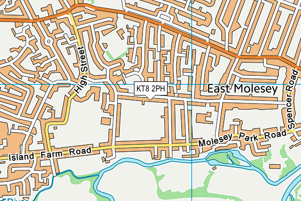 KT8 2PH map - OS VectorMap District (Ordnance Survey)