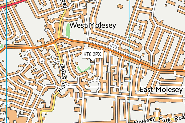 KT8 2PX map - OS VectorMap District (Ordnance Survey)
