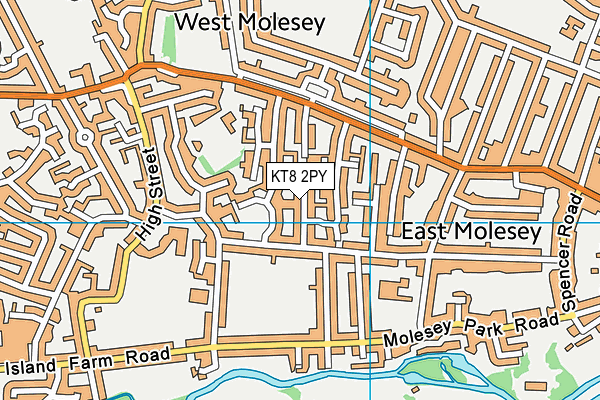 KT8 2PY map - OS VectorMap District (Ordnance Survey)
