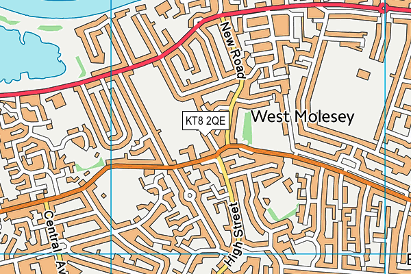 KT8 2QE map - OS VectorMap District (Ordnance Survey)
