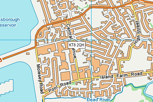 KT8 2QH map - OS VectorMap District (Ordnance Survey)