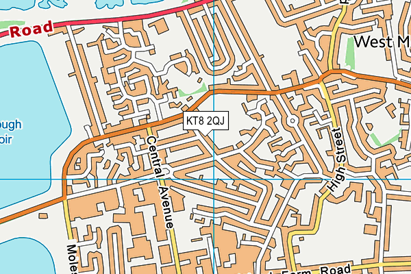 KT8 2QJ map - OS VectorMap District (Ordnance Survey)