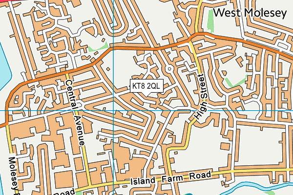 KT8 2QL map - OS VectorMap District (Ordnance Survey)