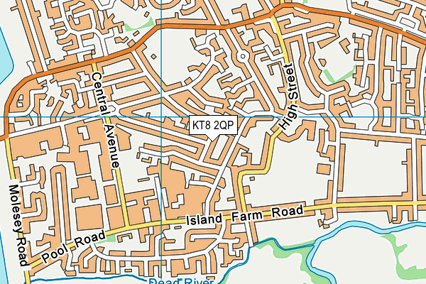 KT8 2QP map - OS VectorMap District (Ordnance Survey)