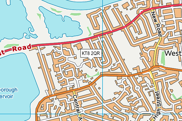 KT8 2QR map - OS VectorMap District (Ordnance Survey)