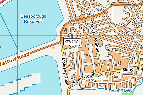 KT8 2QS map - OS VectorMap District (Ordnance Survey)