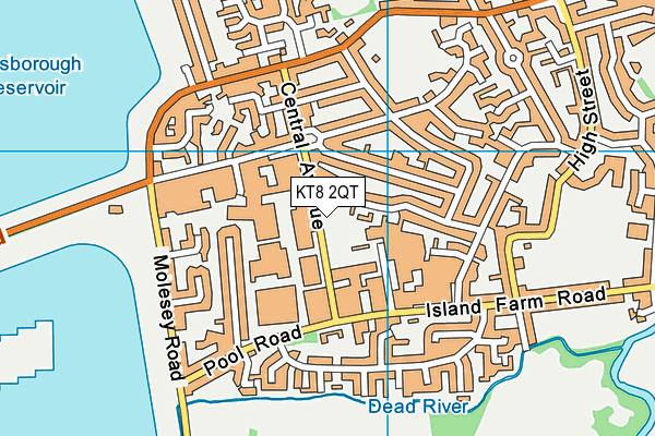 KT8 2QT map - OS VectorMap District (Ordnance Survey)