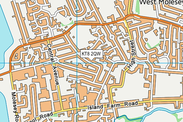 KT8 2QW map - OS VectorMap District (Ordnance Survey)