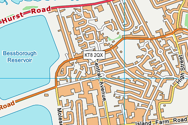 KT8 2QX map - OS VectorMap District (Ordnance Survey)