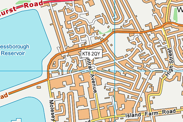 KT8 2QY map - OS VectorMap District (Ordnance Survey)