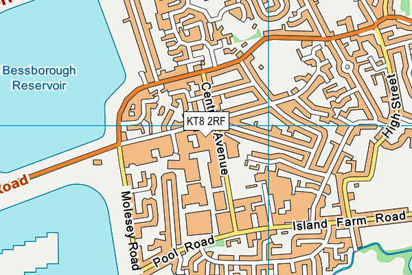 KT8 2RF map - OS VectorMap District (Ordnance Survey)