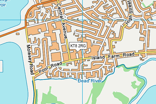 KT8 2RG map - OS VectorMap District (Ordnance Survey)