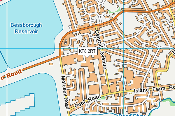 KT8 2RT map - OS VectorMap District (Ordnance Survey)