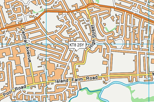 KT8 2SY map - OS VectorMap District (Ordnance Survey)