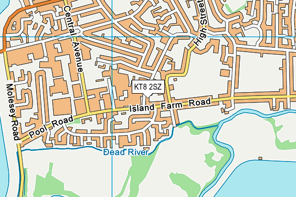 KT8 2SZ map - OS VectorMap District (Ordnance Survey)
