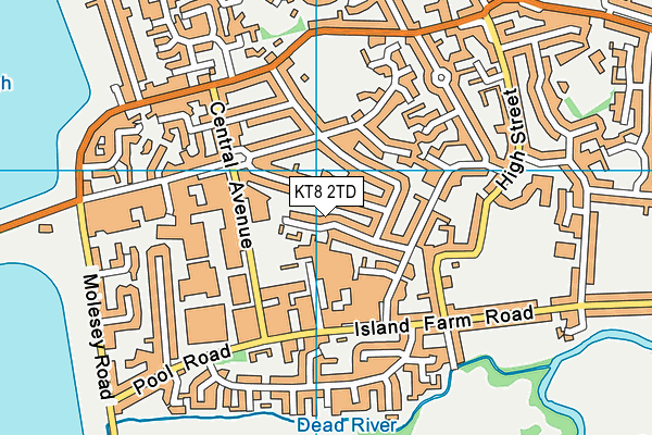 KT8 2TD map - OS VectorMap District (Ordnance Survey)
