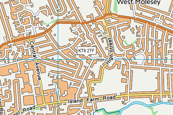 KT8 2TF map - OS VectorMap District (Ordnance Survey)