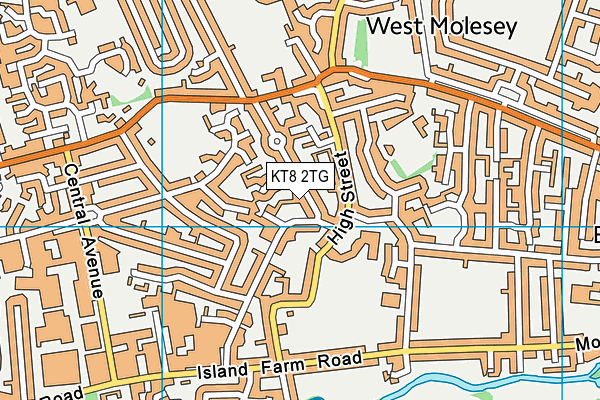 KT8 2TG map - OS VectorMap District (Ordnance Survey)
