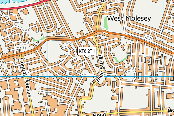 KT8 2TH map - OS VectorMap District (Ordnance Survey)