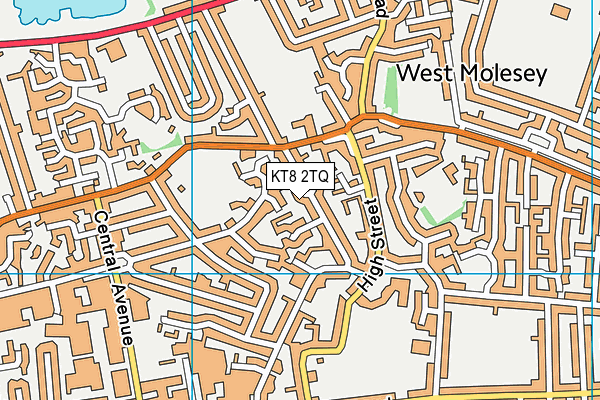 KT8 2TQ map - OS VectorMap District (Ordnance Survey)