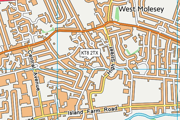 KT8 2TX map - OS VectorMap District (Ordnance Survey)