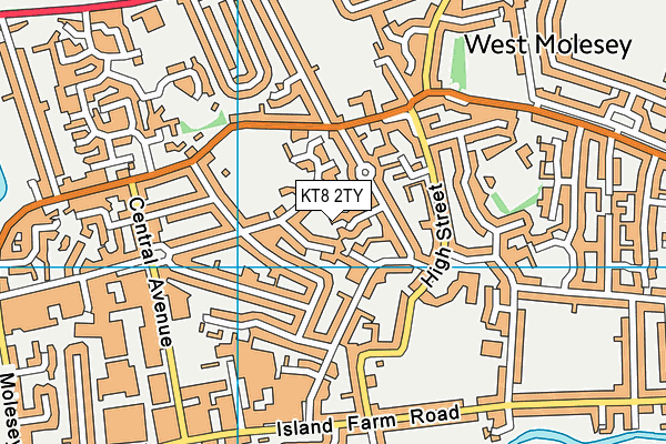 KT8 2TY map - OS VectorMap District (Ordnance Survey)