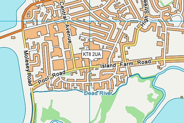 KT8 2UA map - OS VectorMap District (Ordnance Survey)