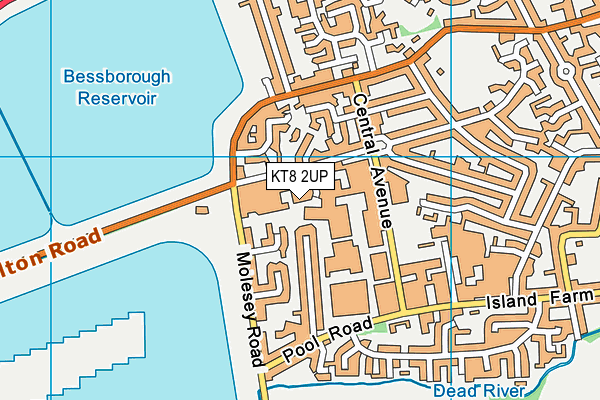 KT8 2UP map - OS VectorMap District (Ordnance Survey)