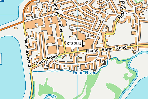 KT8 2UU map - OS VectorMap District (Ordnance Survey)