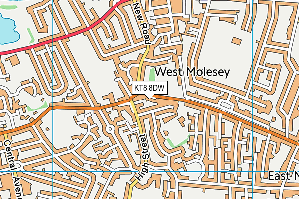 KT8 8DW map - OS VectorMap District (Ordnance Survey)