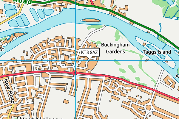 KT8 9AZ map - OS VectorMap District (Ordnance Survey)