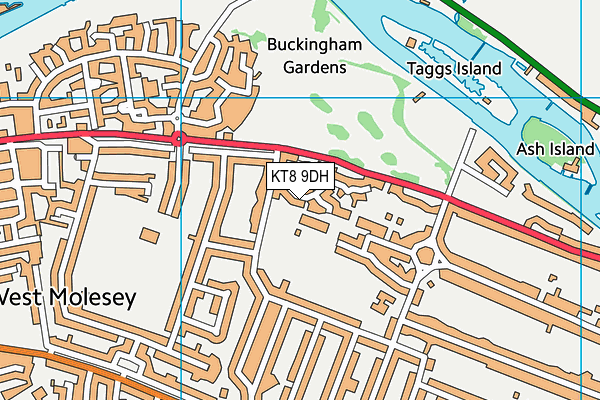 KT8 9DH map - OS VectorMap District (Ordnance Survey)