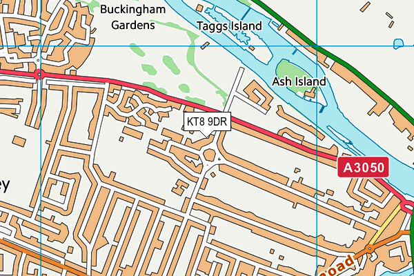 KT8 9DR map - OS VectorMap District (Ordnance Survey)