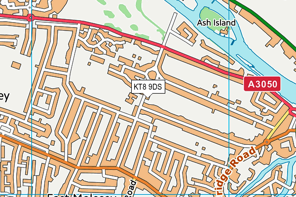 KT8 9DS map - OS VectorMap District (Ordnance Survey)