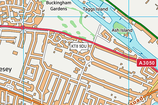 KT8 9DU map - OS VectorMap District (Ordnance Survey)