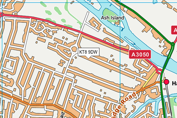 KT8 9DW map - OS VectorMap District (Ordnance Survey)