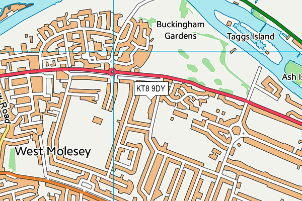 KT8 9DY map - OS VectorMap District (Ordnance Survey)