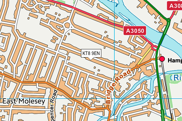 KT8 9EN map - OS VectorMap District (Ordnance Survey)