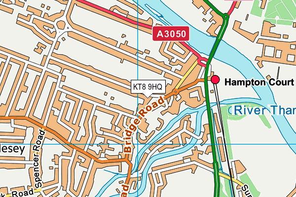 KT8 9HQ map - OS VectorMap District (Ordnance Survey)