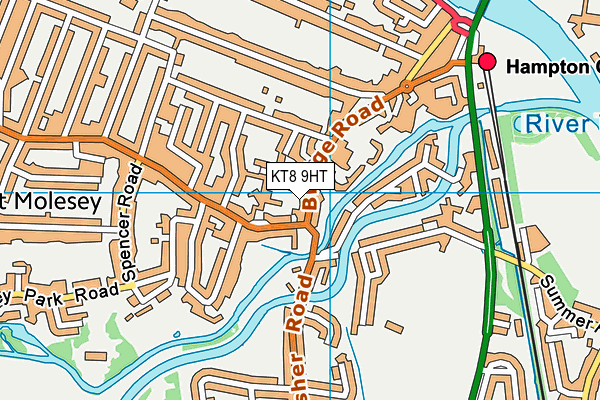 KT8 9HT map - OS VectorMap District (Ordnance Survey)