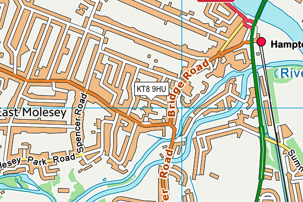 KT8 9HU map - OS VectorMap District (Ordnance Survey)