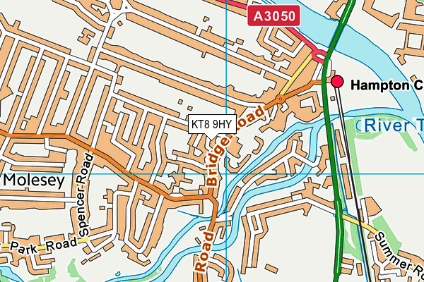 KT8 9HY map - OS VectorMap District (Ordnance Survey)