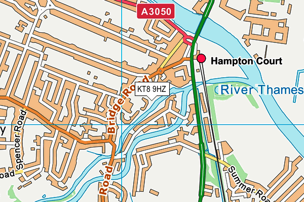 KT8 9HZ map - OS VectorMap District (Ordnance Survey)