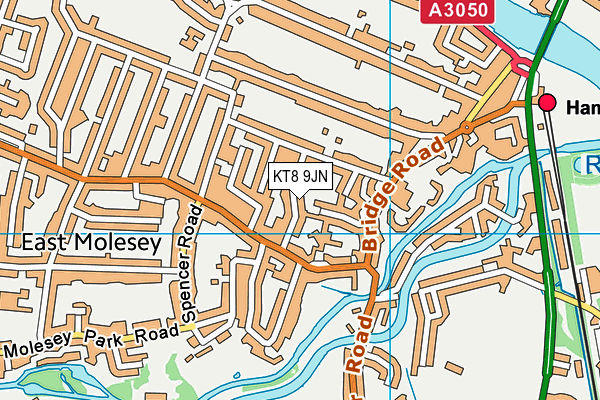 KT8 9JN map - OS VectorMap District (Ordnance Survey)