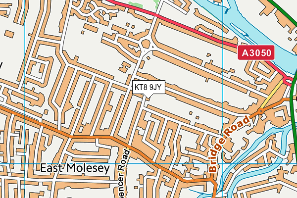 KT8 9JY map - OS VectorMap District (Ordnance Survey)