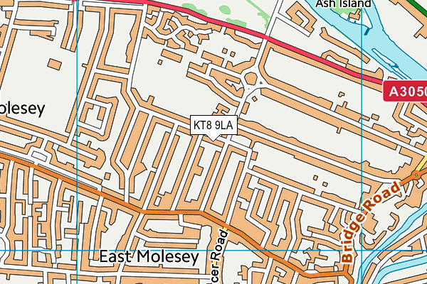 KT8 9LA map - OS VectorMap District (Ordnance Survey)