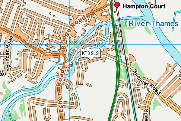 KT8 9LS map - OS VectorMap District (Ordnance Survey)